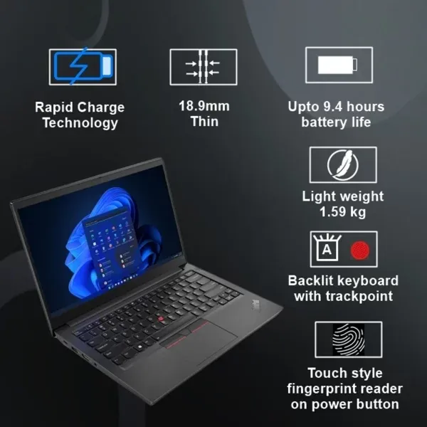 Lenovo ThinkPad E14 Gen 4 Business Laptop, Black - Image 3