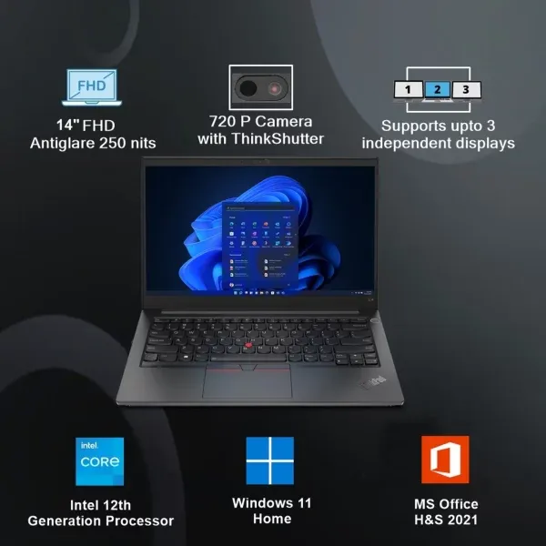 Lenovo ThinkPad E14 Gen 4 Business Laptop, Black - Image 2