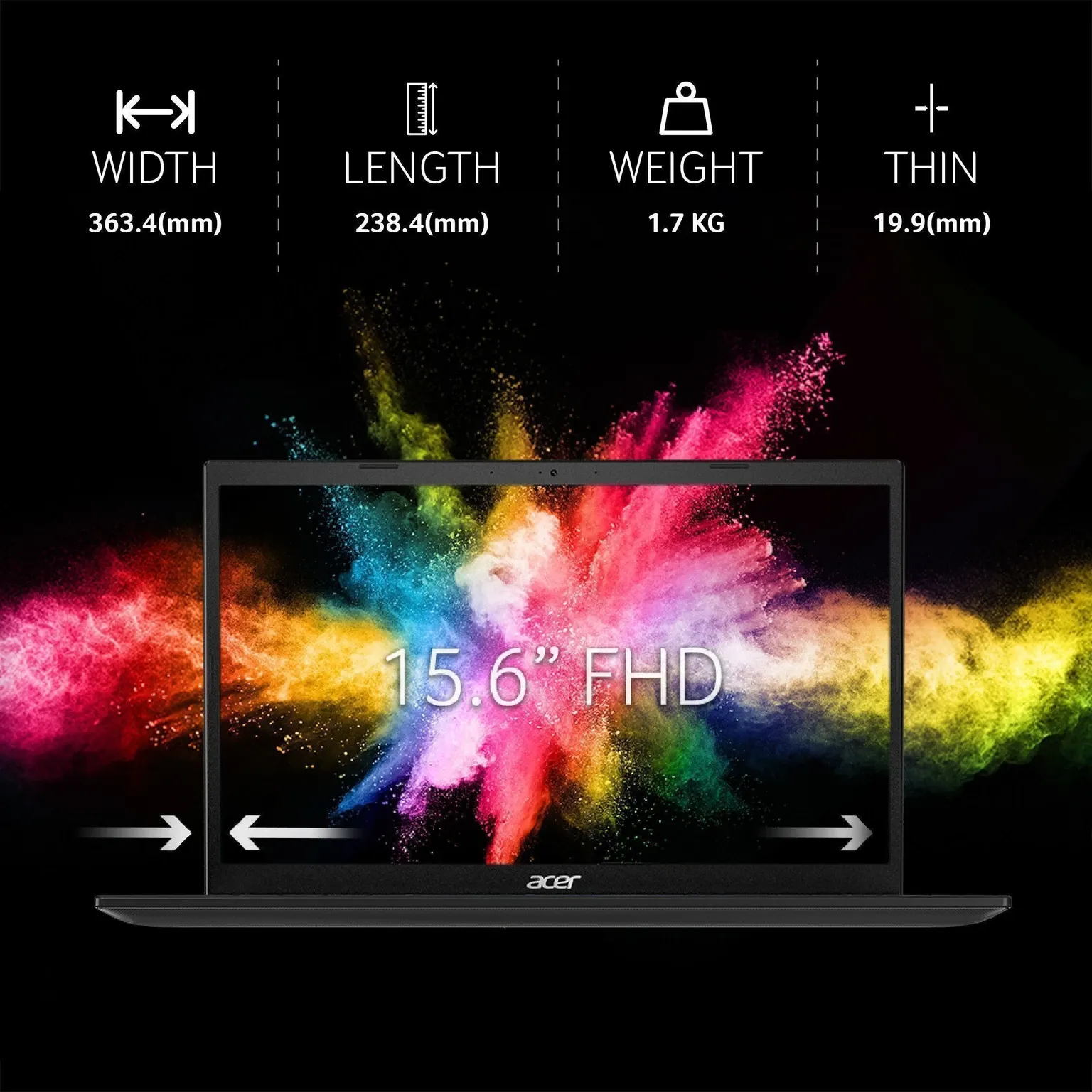 Acer Extensa 15 EX215-54-583M Thin and Light Laptop, Charcoal Black - Image 2