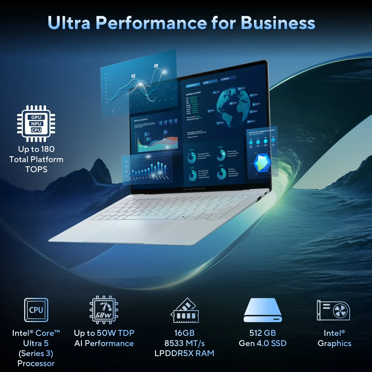 ASUS ExpertBook Ultra Copilot+ PC B9406CAA-TG1334WS Thin and Light Laptop, Morn Grey - Image 2