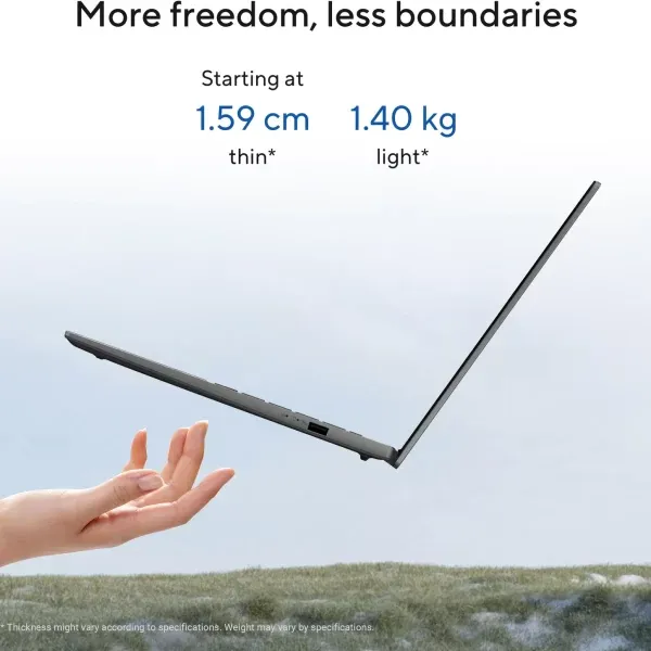 ASUS Vivobook S14 (2025) S3407VA-LY080WS Thin and Light Laptop, Matte Gray - Image 2